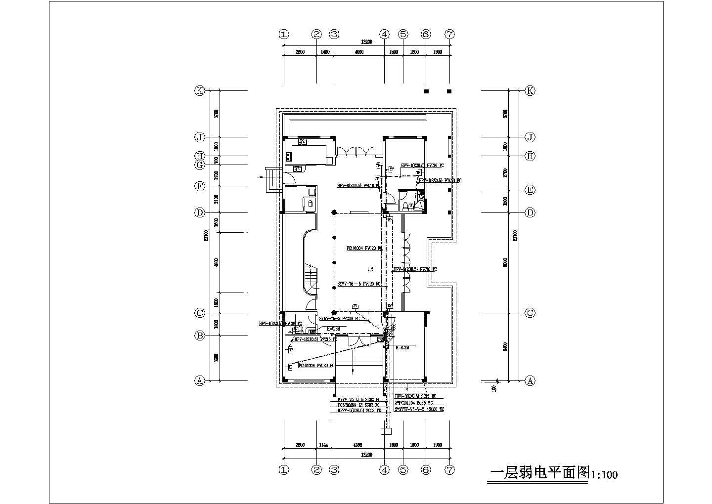 某地联排别墅电气设备施工CAD平面布置参考图