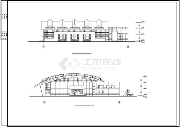 某2层学校体育馆建筑方案设计CAD图-图一