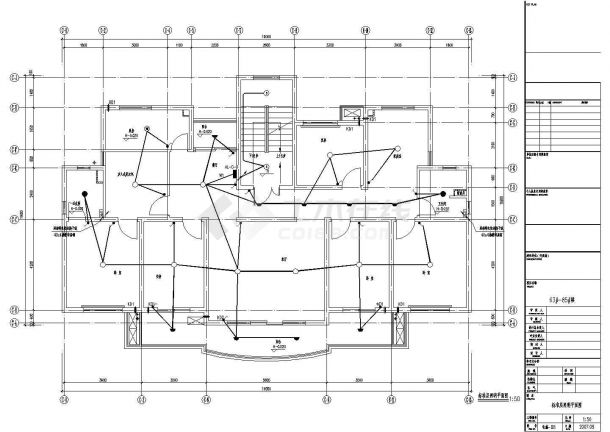 四层叠加别墅电气系统CAD示意图-图二