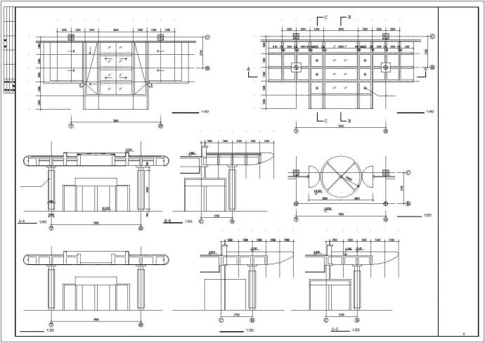 某小区业主会所入口建筑设计CAD方案图_图1