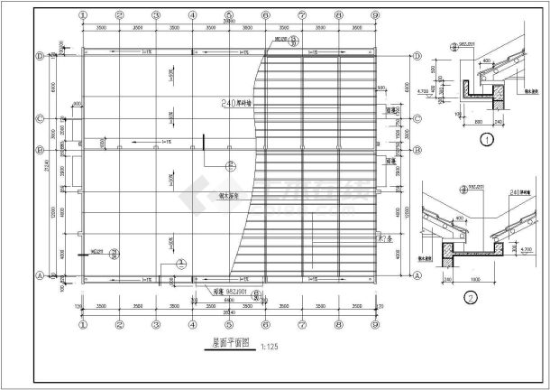 某地方中学食堂建筑方案cad图-图二