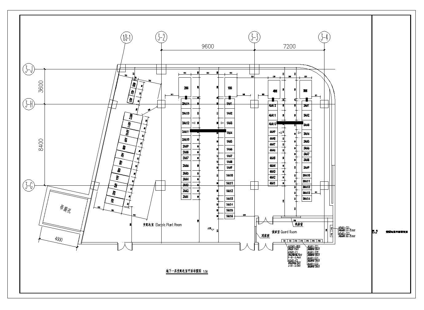 某市工程变配电室结构布置CAD详图