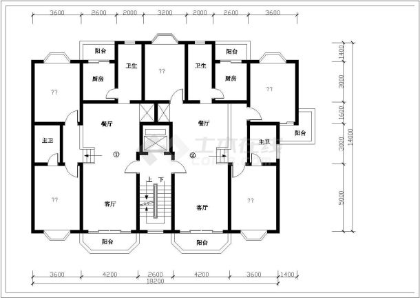 某多层住宅楼CAD户型平面图大样图-图二