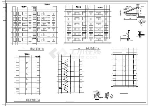 南通某六层砖混结构住宅CAD大样设计施工图-图二