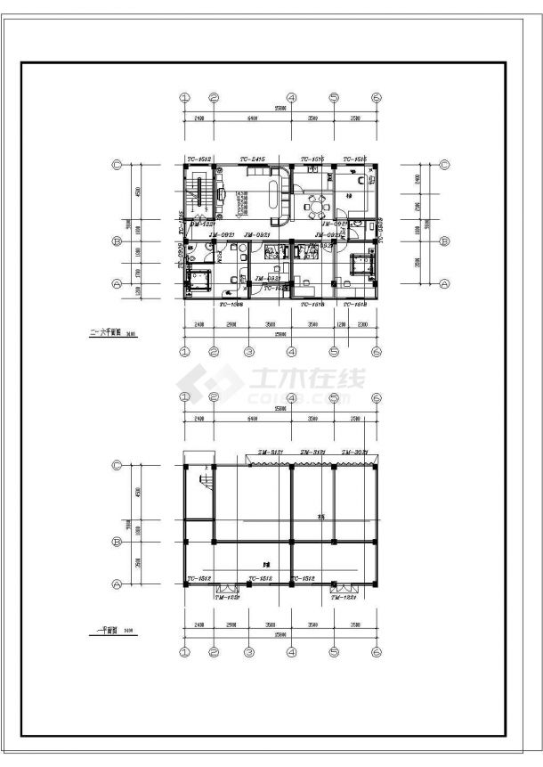 某著名小区住宅CAD构造设计详细平面图-图二