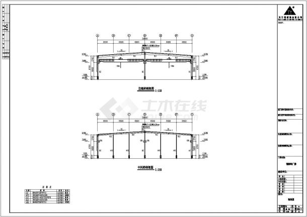 山东青岛某公司工程CAD钢结构设计施工详图-图二