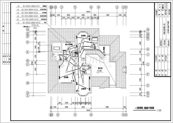 410平米2层花园独栋别墅电气设计CAD施工图-图二