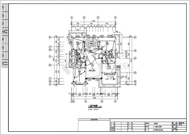 445平米2层经典中式风格别墅电气设计CAD施工图-图二