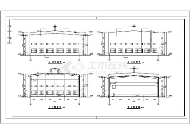 徐州市某工业集团4600平米单层钢框架结构组装厂房全套建筑设计CAD图纸-图二