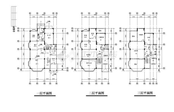 某低层连排住宅楼房建筑施工图CAD参考详图-图一