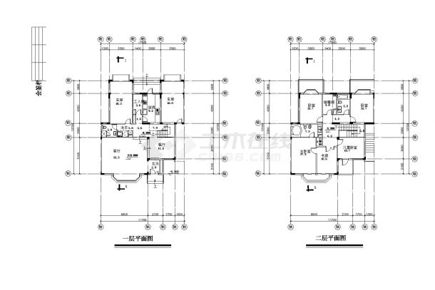 某低层连排住宅楼房建筑施工图CAD参考详图-图二