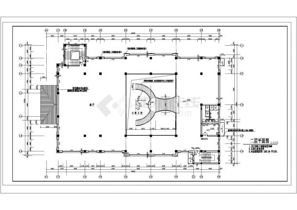 某二层带地下室私人豪华会所设计cad建筑平面施工图（标注详细）-图一