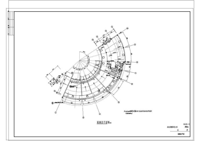 三层扇形结构会所建筑设计CAD方案图（含地下室平面设计）_图1