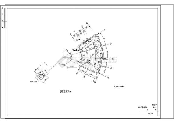 三层扇形结构会所建筑设计CAD方案图（含地下室平面设计）-图二