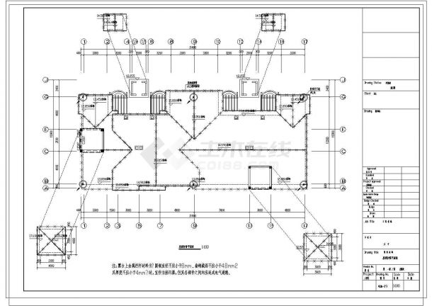 某地下1地上4层四户联排二户叠拼别墅电气施工设计CAD图-图一