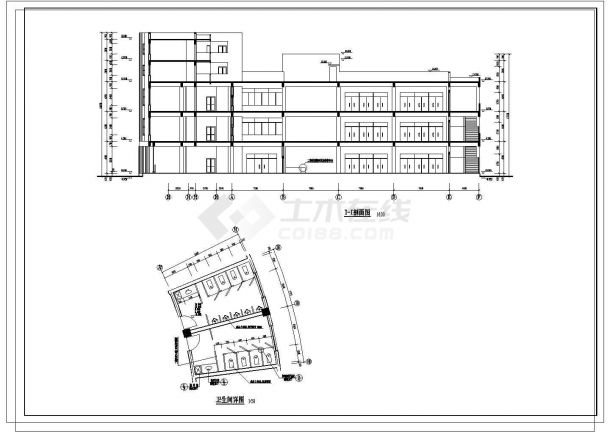 某地方学校食堂建筑设计施工图-图一