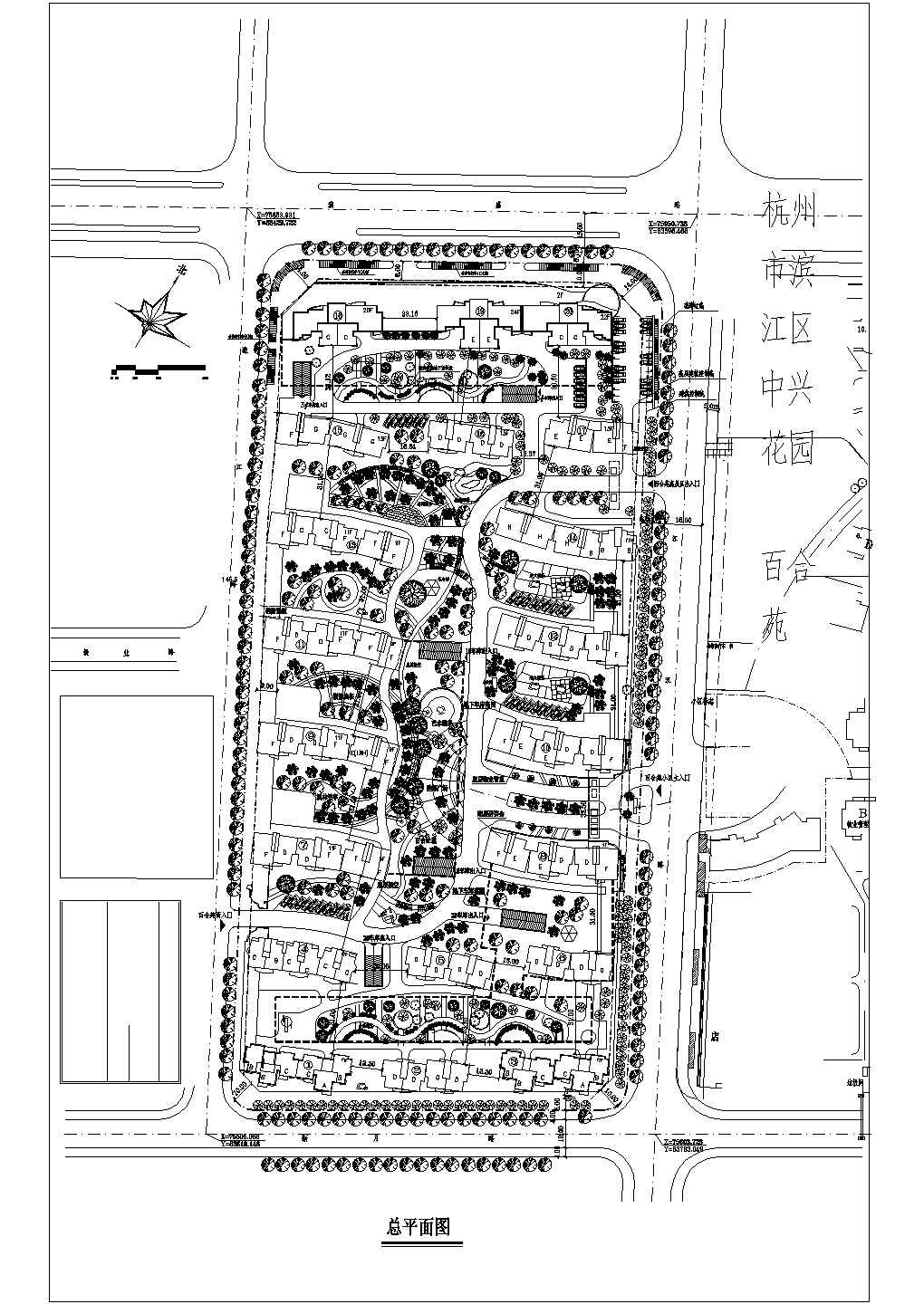 【杭州市】滨江区中性花园百合苑规划总平面图