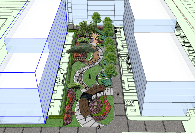 现代充满花卉的公园景观建筑su模型-图二