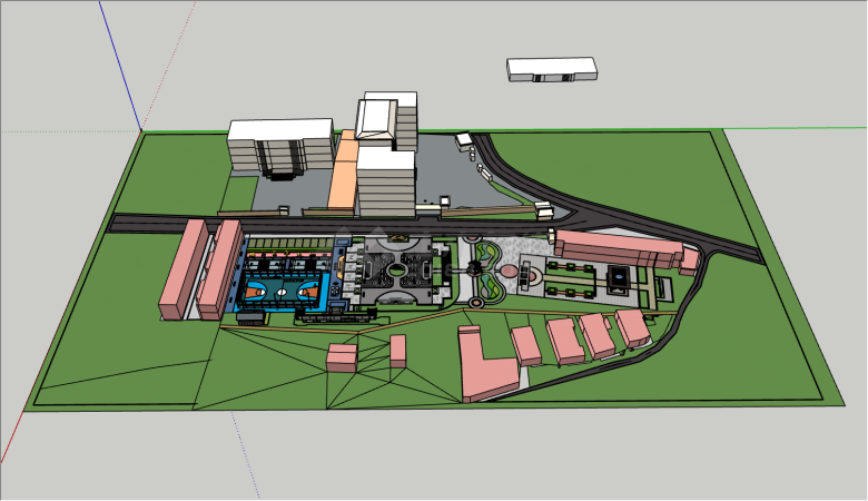 带篮球厂小区公园的SU模型-图一