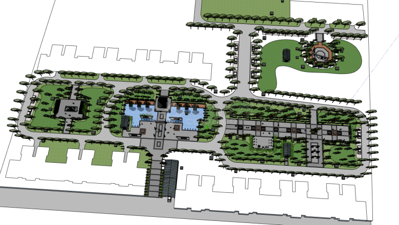 现代大型公园景观建筑设计su模型-图一