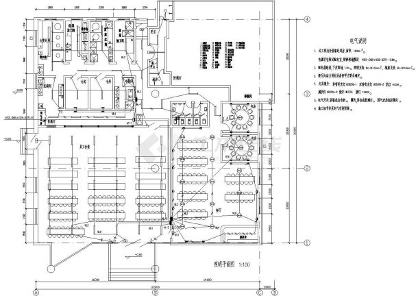 某职工食堂电气CAD设计详细施工图-图一