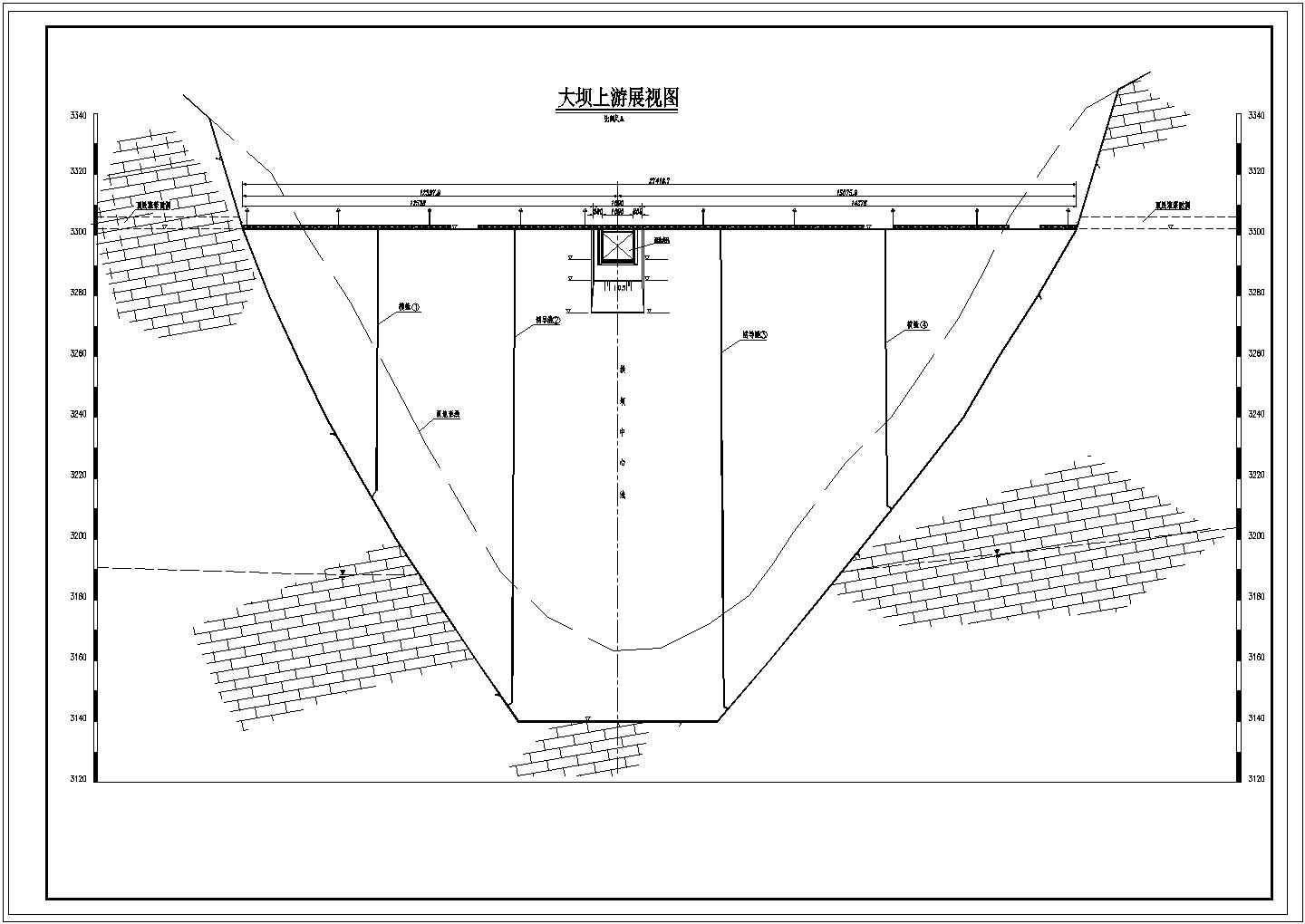 某工程投标160m拱坝结构设计cad施工图
