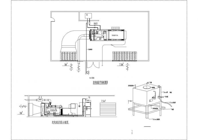 某发电机安装CAD详细设计示意图_图1