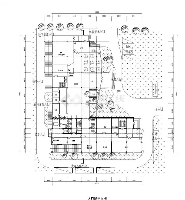 某城市豪华酒店工程布置平面施工图CAD详图-图二
