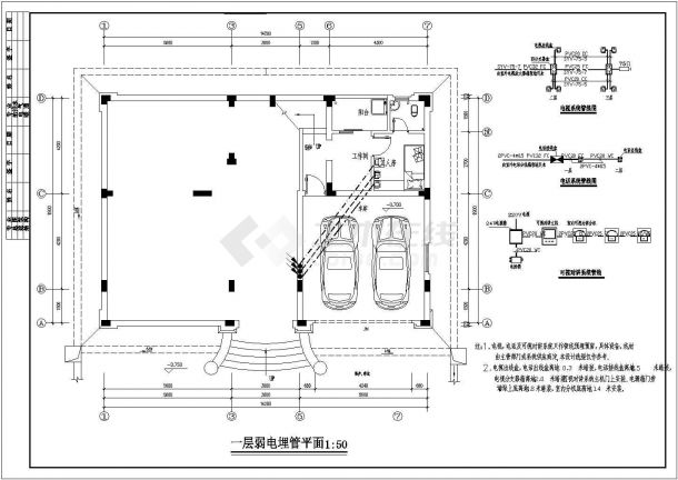 D,E,F型别墅电气设计CAD施工图-图一