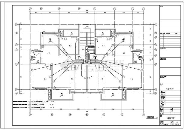 某743.73平方米四层叠加别墅电气照明设计cad施工图（含设计说明，含弱电设计）-图一