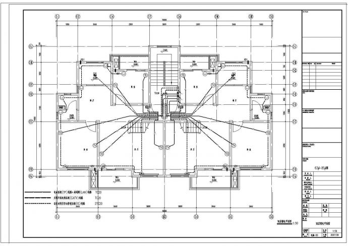 某743.73平方米四层叠加别墅电气照明设计cad施工图（含设计说明，含弱电设计）_图1