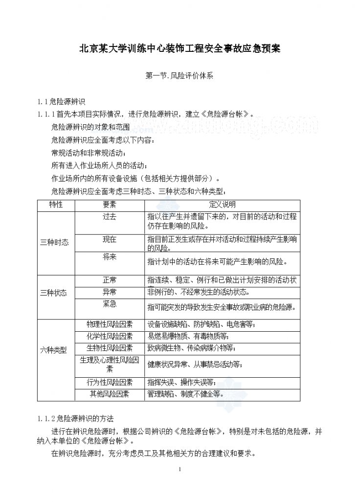 北京某大学训练中心装饰工程安全事故应急预案-图一