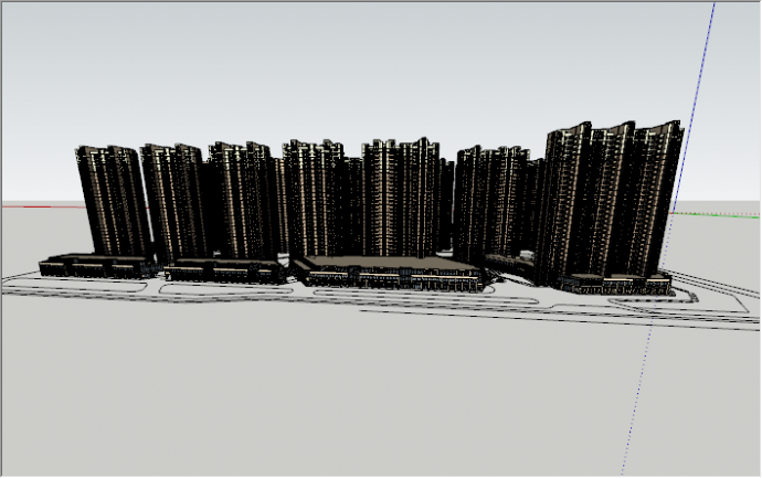 现代高楼林立高层小区建筑su模型_图1