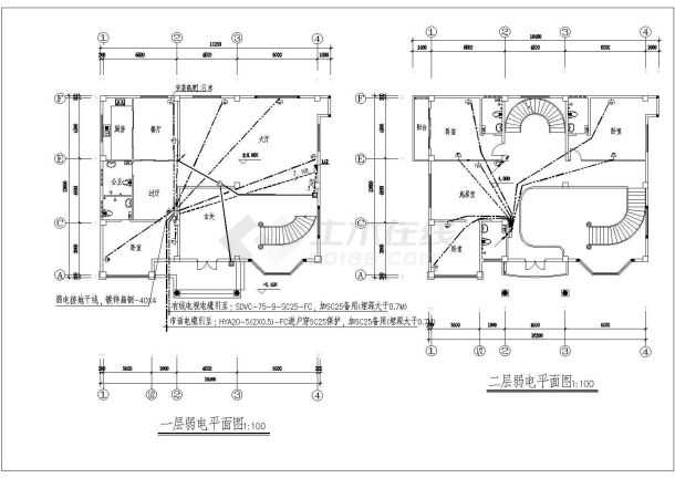 某3层别墅电气cad施工图纸-图一