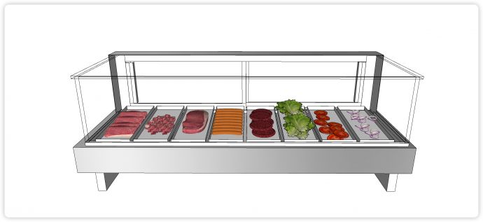 透明冷柜生鲜果蔬货架su模型_图1