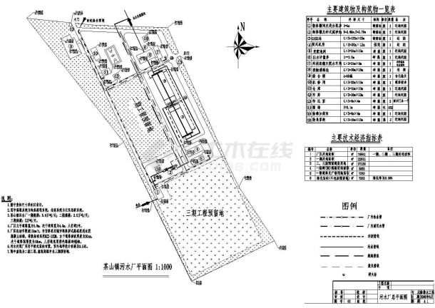 东莞市某镇污水厂设计CAD茶山平面图-图一