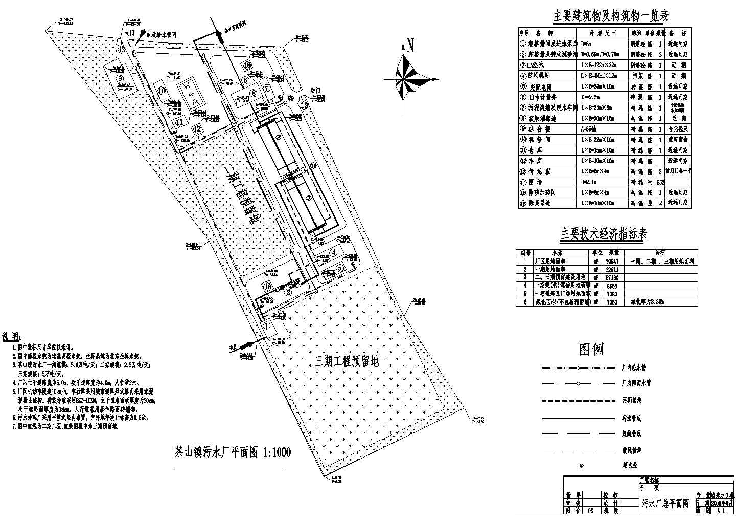 东莞市某镇污水厂设计CAD茶山平面图