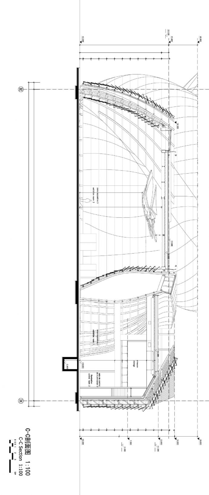 某某建筑结构CDE剖面CAD图_图1