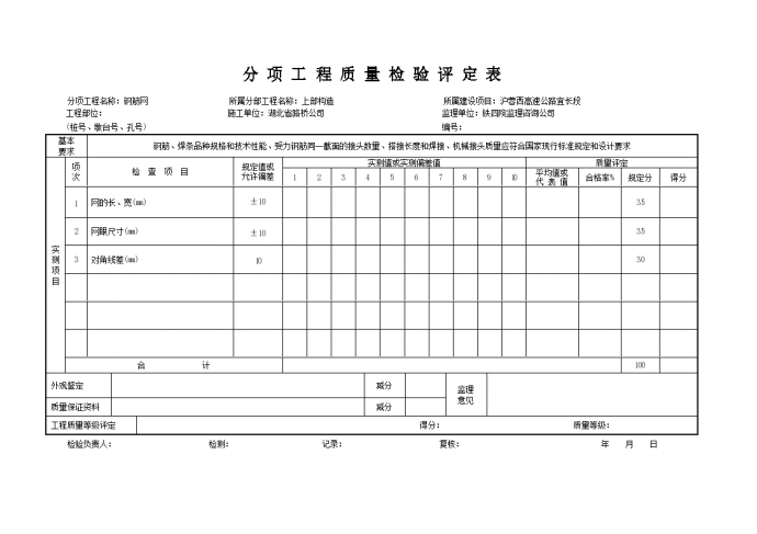 钢筋分项工程质量检验评定表_图1