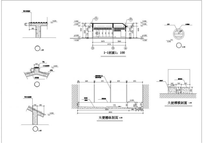 某70㎡单层公厕建筑结构施工图纸（标注明细）_图1