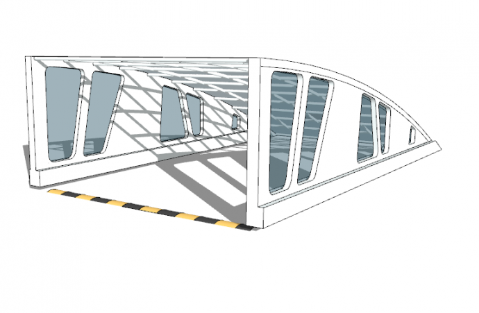 全玻璃的现代化地铁出入口su模型_图1