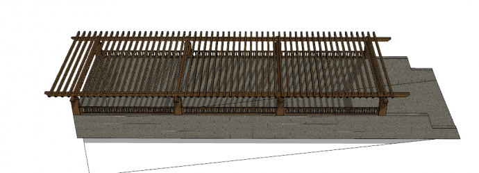 深色瓷砖和细长条实木框架的地铁出入口 su模型_图1