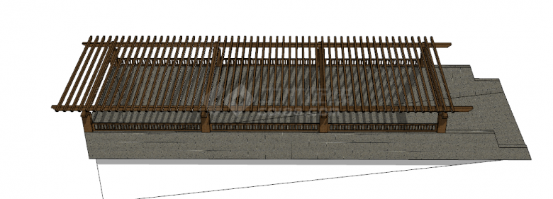 深色瓷砖和细长条实木框架的地铁出入口 su模型-图一