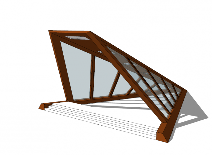 纯实木带延伸框架透明玻璃地铁出入口su模型_图1