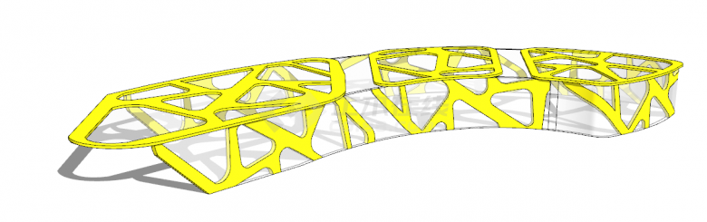 亮黄色不规则透明吊顶的时尚地铁出入口su模型-图一
