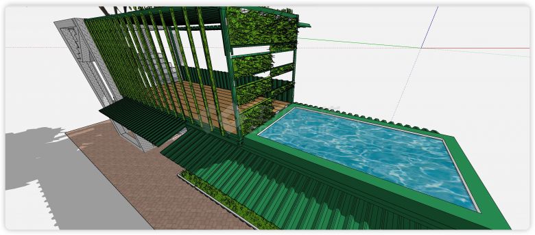 绿色集装箱园艺休闲空间su模型-图二