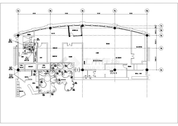 某高级食府餐厅全套施工CAD卫生间给排水图-图一
