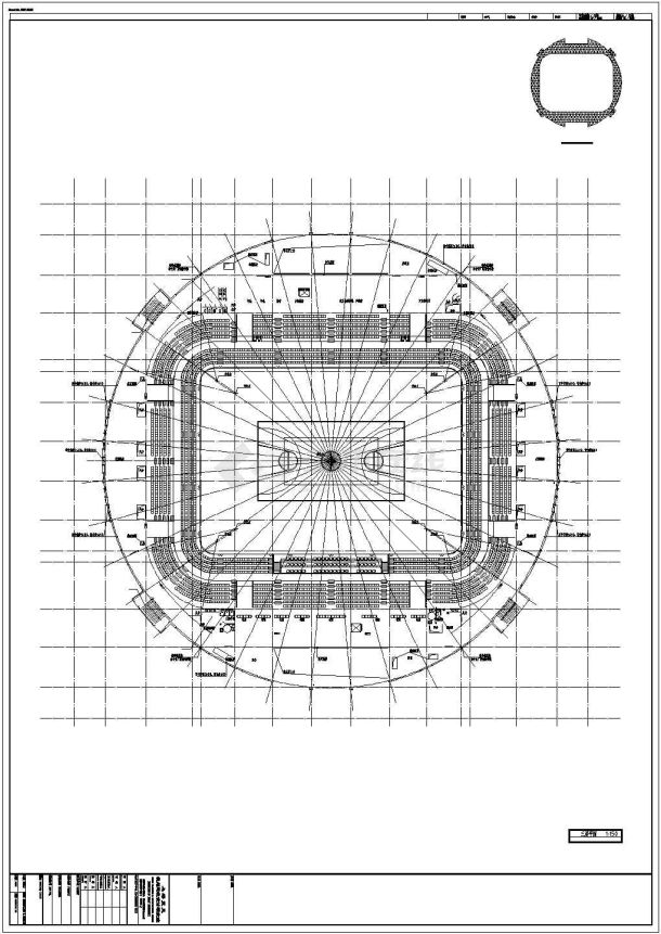 某地大型框架结构体育馆建筑设计施工cad图纸-图二