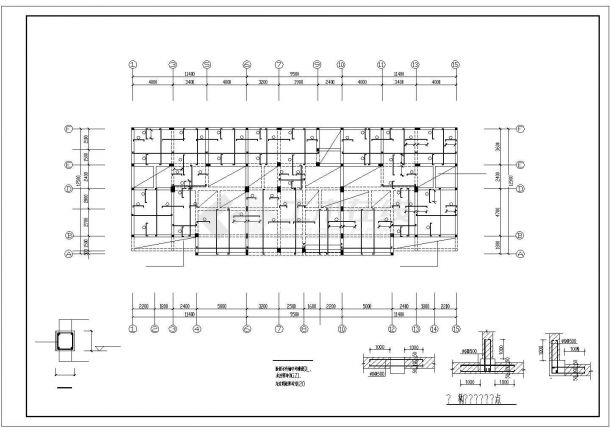 二层带阁楼欧式风格别墅结构设计图纸，共十张图纸-图二