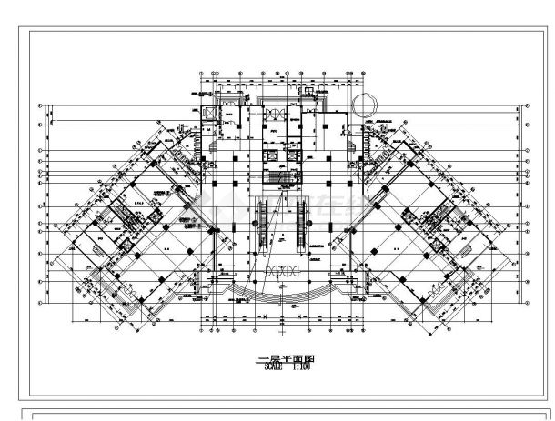 海丰广场建筑工程布置平面图CAD详图-图一